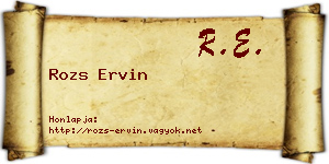 Rozs Ervin névjegykártya